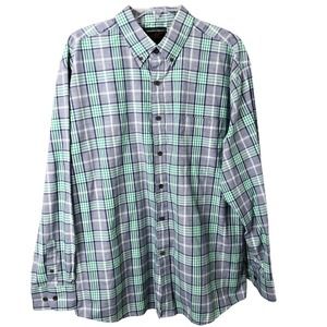 Walnut Creek Men's Blue Green Plaid Long Sleeve Button Down Shirt Size Large